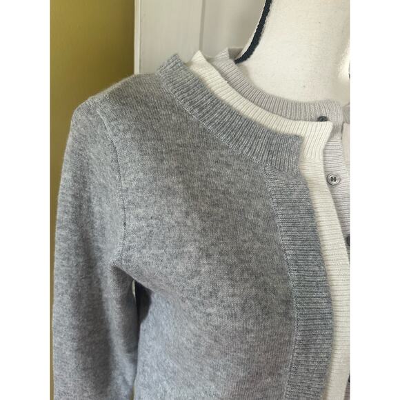 NWT Diane Snyder Cashmere Glenn Triple Band Gray Layered Cardigan size M - Picture 8 of 16